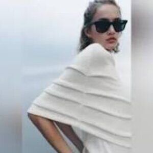 Zara Off White Soft Draped Top Size M